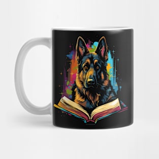 German Shepherd Reads Book Mug